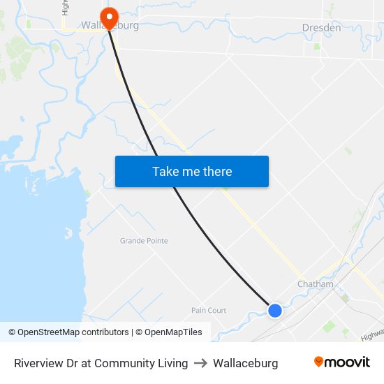 Riverview Dr at Community Living to Wallaceburg map