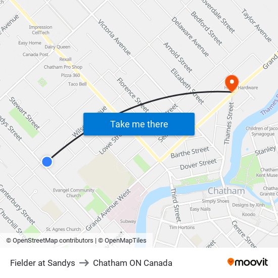 Fielder at  Sandys to Chatham ON Canada map