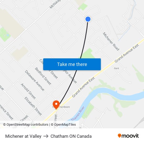 Michener at Valley to Chatham ON Canada map