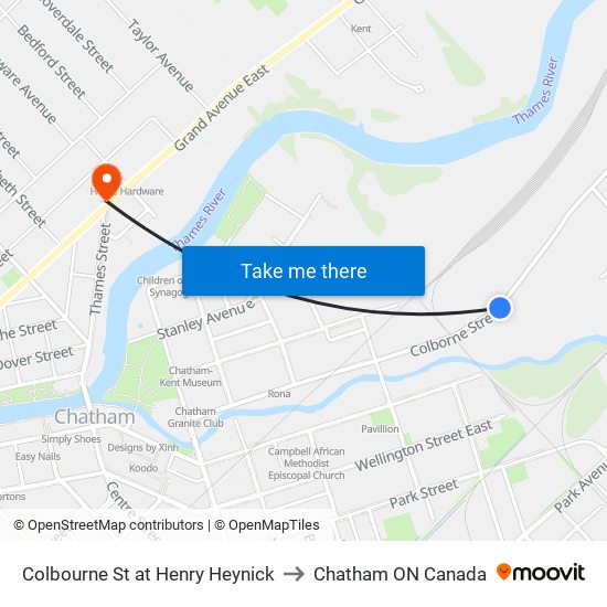 Colbourne St at Henry Heynick to Chatham ON Canada map