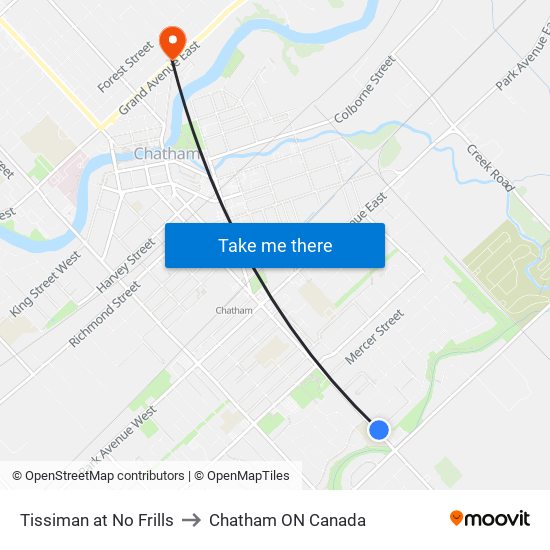 Tissiman at No Frills to Chatham ON Canada map