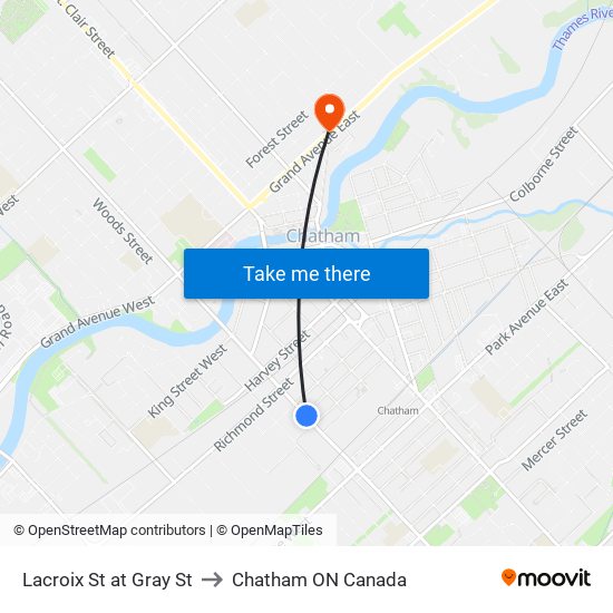 Lacroix St at Gray St to Chatham ON Canada map