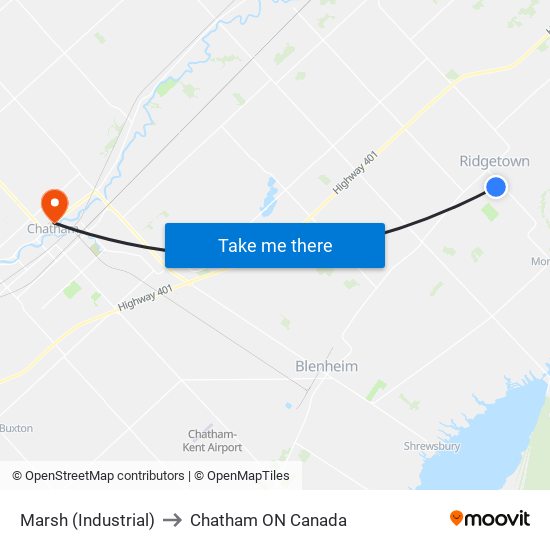 Marsh (Industrial) to Chatham ON Canada map