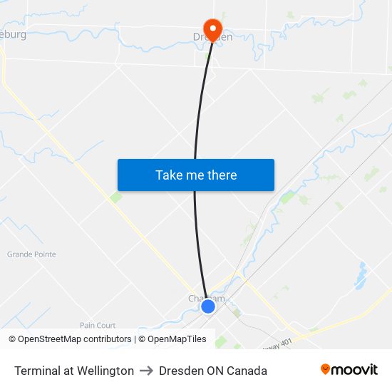 Terminal at Wellington to Dresden ON Canada map