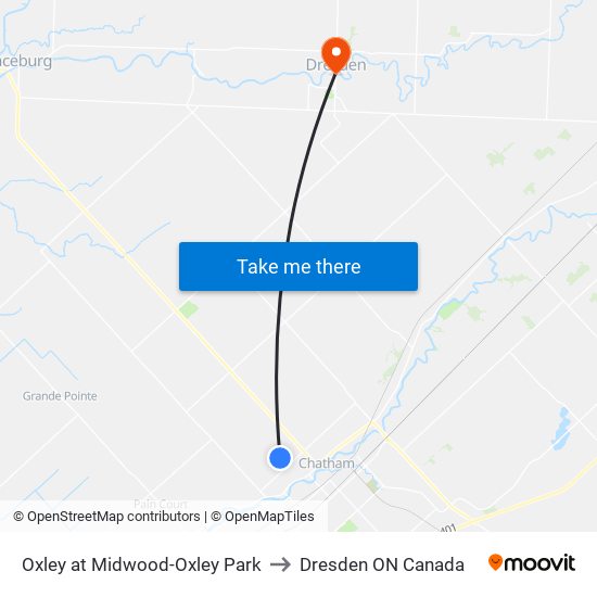Oxley at Midwood-Oxley Park to Dresden ON Canada map