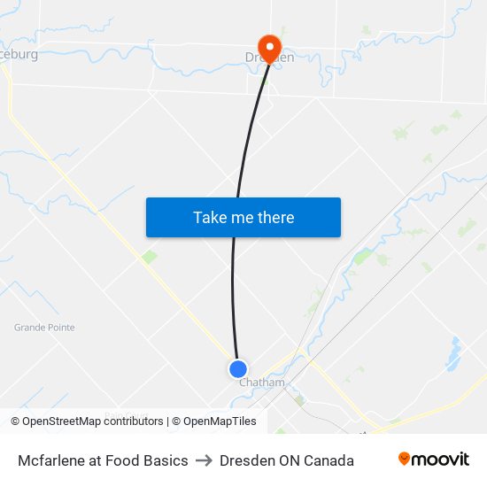 Mcfarlene at Food Basics to Dresden ON Canada map