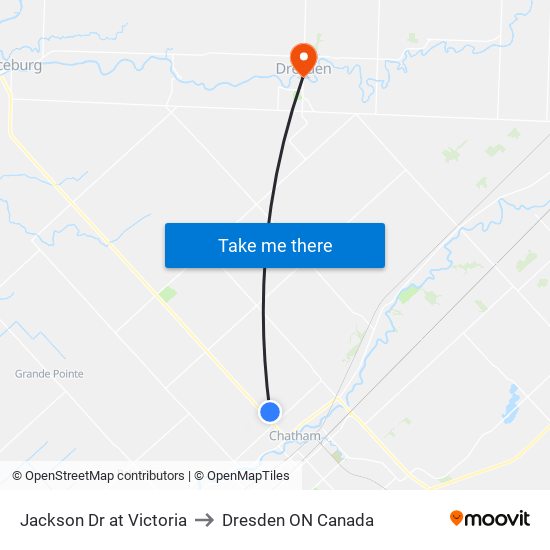 Jackson Dr at Victoria to Dresden ON Canada map