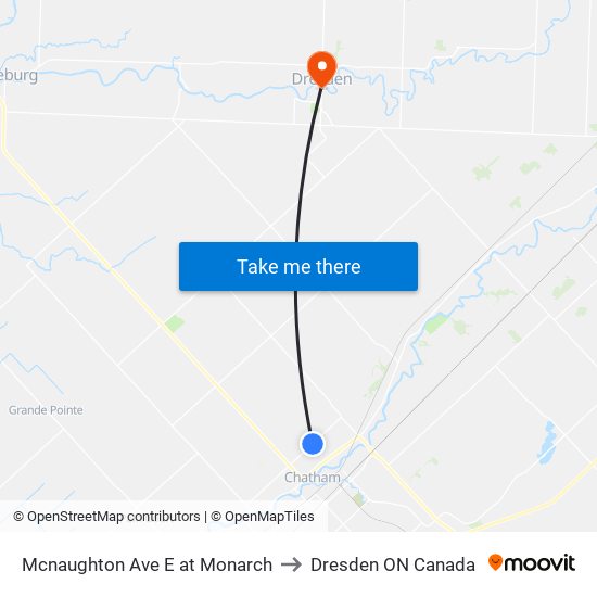 Mcnaughton Ave E at Monarch to Dresden ON Canada map