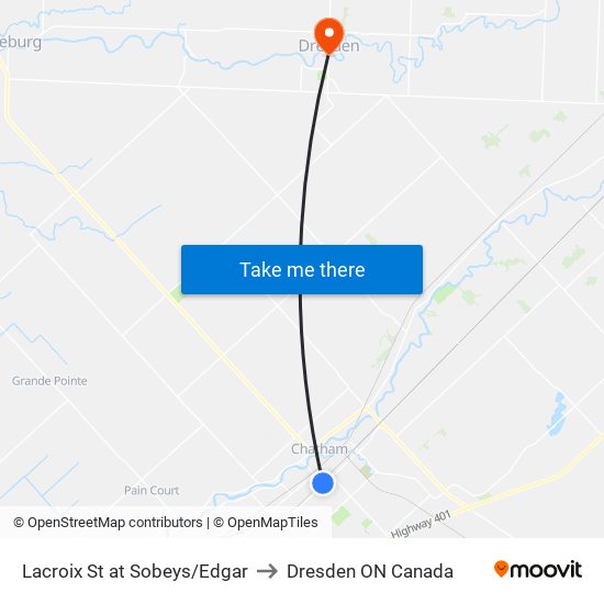 Lacroix St at Sobeys/Edgar to Dresden ON Canada map