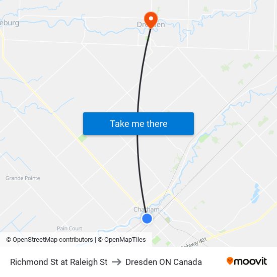 Richmond St at Raleigh St to Dresden ON Canada map