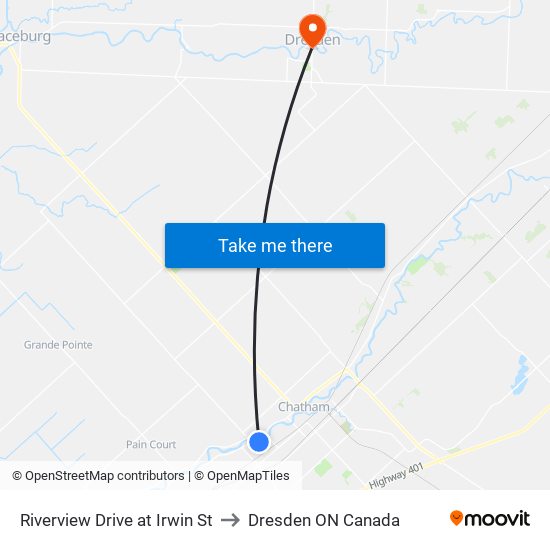 Riverview Drive at Irwin St to Dresden ON Canada map