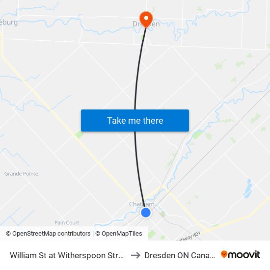 William St at Witherspoon Street to Dresden ON Canada map