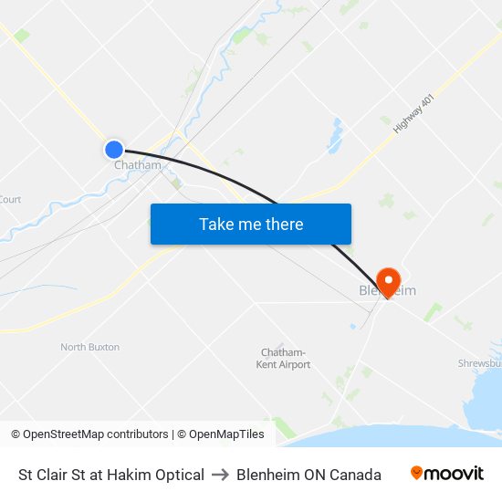 St Clair St at Hakim Optical to Blenheim ON Canada map