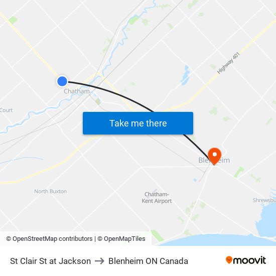 St Clair St at Jackson to Blenheim ON Canada map