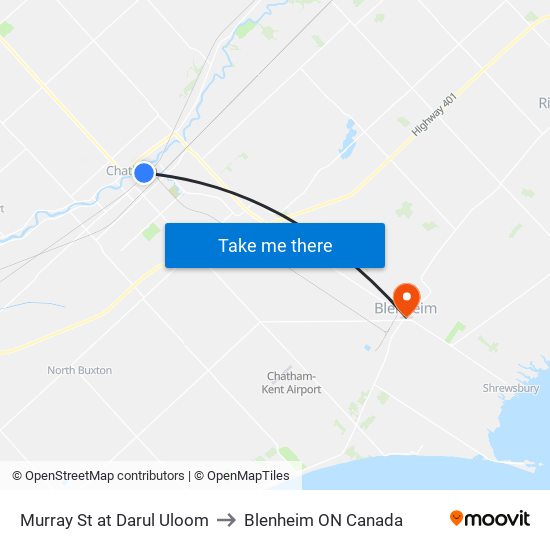 Murray St at Darul Uloom to Blenheim ON Canada map