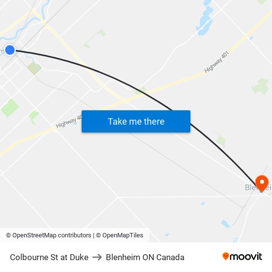 Colbourne St at Duke to Blenheim ON Canada map