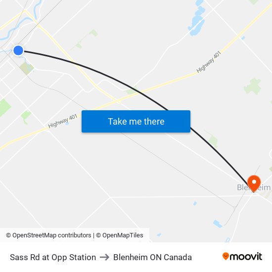 Sass Rd at Opp Station to Blenheim ON Canada map