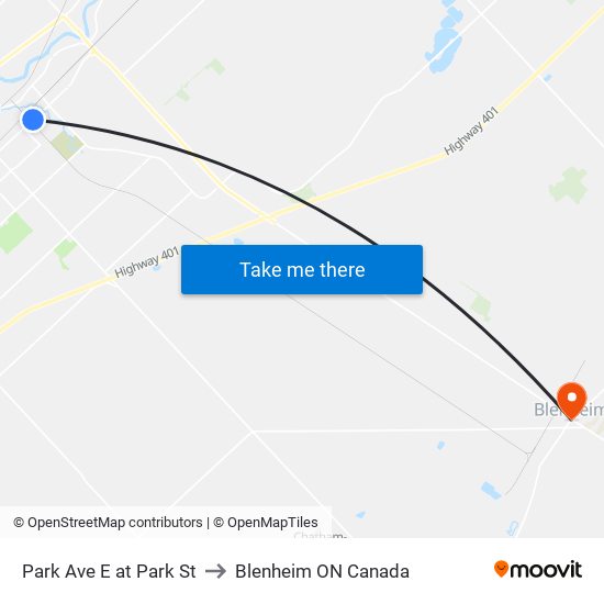 Park Ave E at Park St to Blenheim ON Canada map