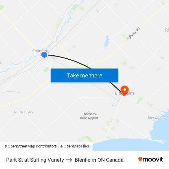 Park St at Stirling Variety to Blenheim ON Canada map