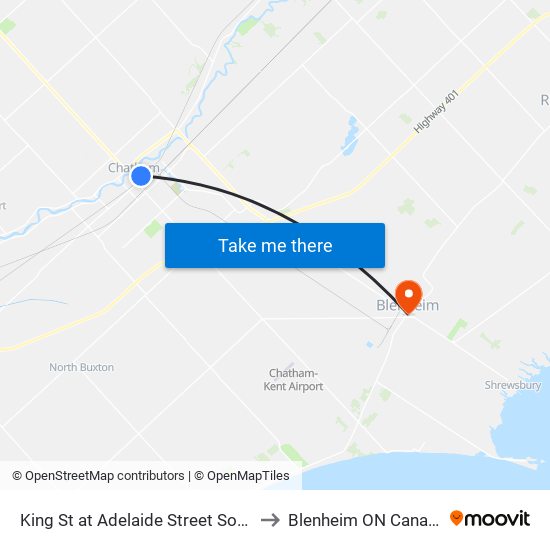 King St at Adelaide Street South to Blenheim ON Canada map