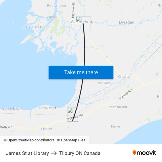 James St at Library to Tilbury ON Canada map