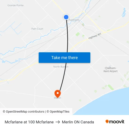 Mcfarlane at 100 Mcfarlane to Merlin ON Canada map