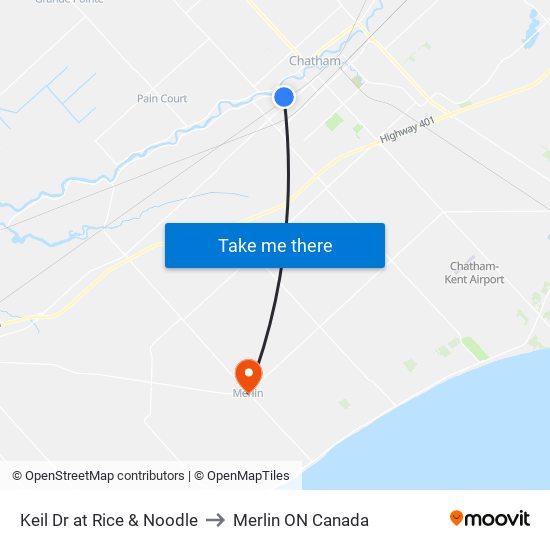 Keil Dr at Rice & Noodle to Merlin ON Canada map