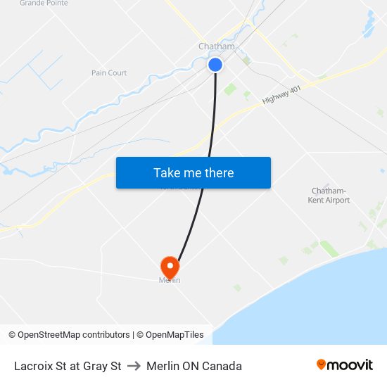 Lacroix St at Gray St to Merlin ON Canada map