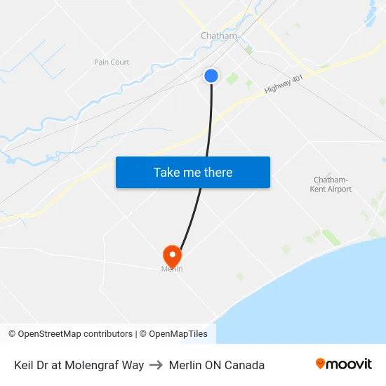 Keil  Dr at Molengraf Way to Merlin ON Canada map