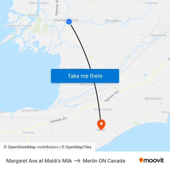 Margaret Ave at Maldi's Milk to Merlin ON Canada map