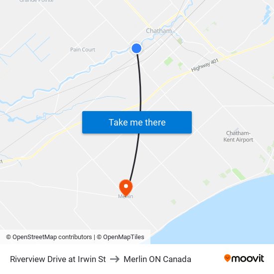 Riverview Drive at Irwin St to Merlin ON Canada map