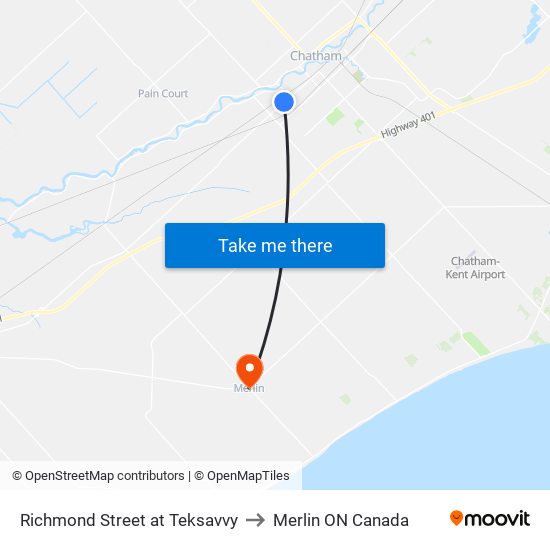 Richmond Street at Teksavvy to Merlin ON Canada map