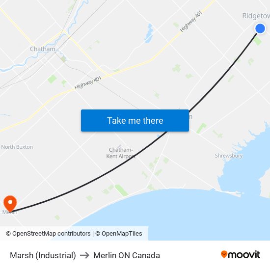 Marsh (Industrial) to Merlin ON Canada map