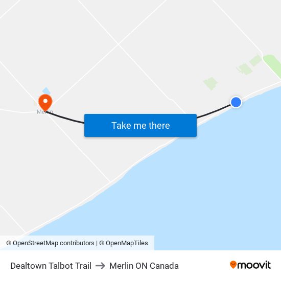 Dealtown Talbot Trail to Merlin ON Canada map