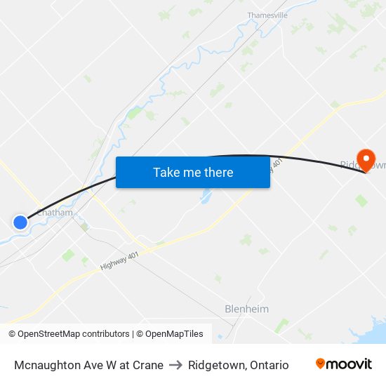 Mcnaughton Ave W at Crane to Ridgetown, Ontario map