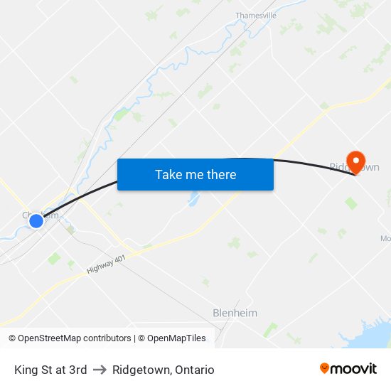 King St at 3rd to Ridgetown, Ontario map