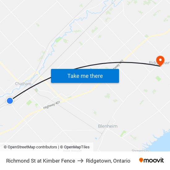 Richmond St at Kimber Fence to Ridgetown, Ontario map