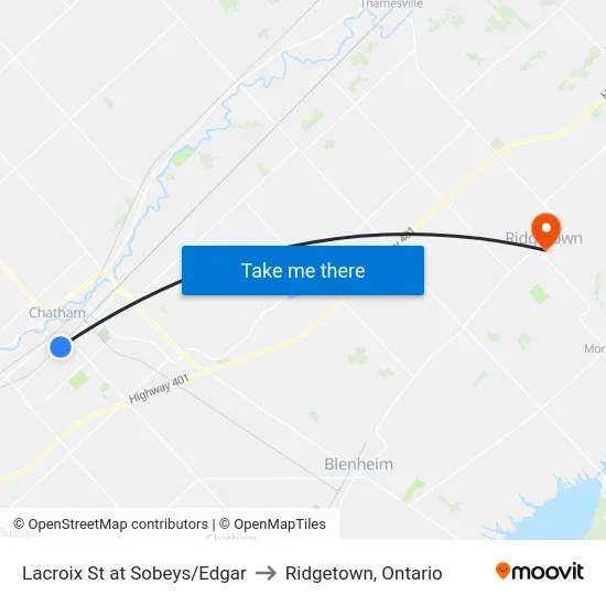 Lacroix St at Sobeys/Edgar to Ridgetown, Ontario map
