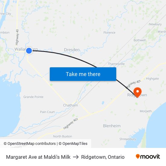 Margaret Ave at Maldi's Milk to Ridgetown, Ontario map