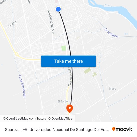 Suárez, 203 to Universidad Nacional De Santiago Del Estero Sede El Zanjon map