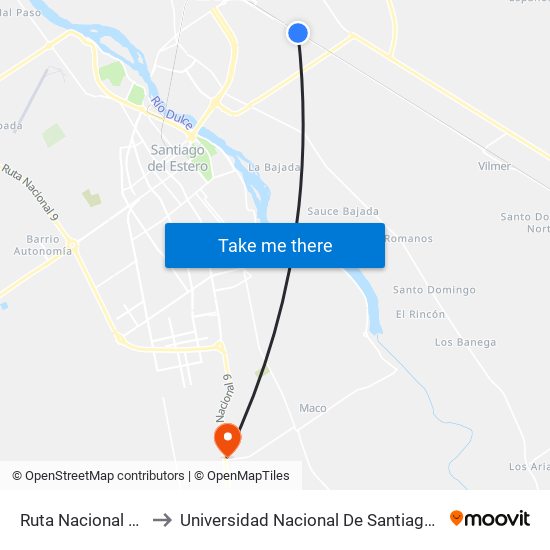 Ruta Nacional 34 Vieja, 2285 to Universidad Nacional De Santiago Del Estero Sede El Zanjon map