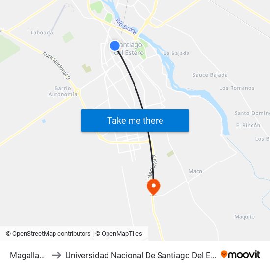 Magallanes, 15 to Universidad Nacional De Santiago Del Estero Sede El Zanjon map