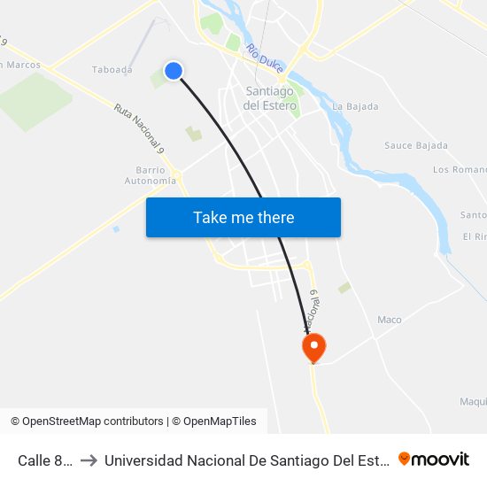 Calle 8, 861 to Universidad Nacional De Santiago Del Estero Sede El Zanjon map