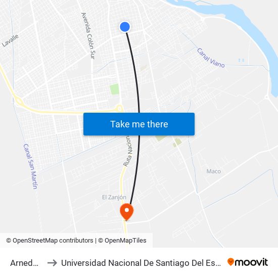 Arnedo, 495 to Universidad Nacional De Santiago Del Estero Sede El Zanjon map