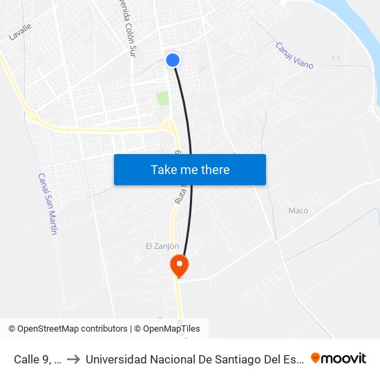 Calle 9, 4898 to Universidad Nacional De Santiago Del Estero Sede El Zanjon map