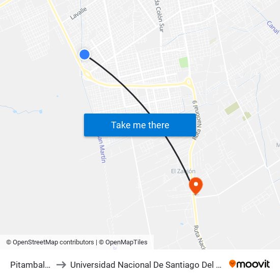 Pitambala, 3440 to Universidad Nacional De Santiago Del Estero Sede El Zanjon map