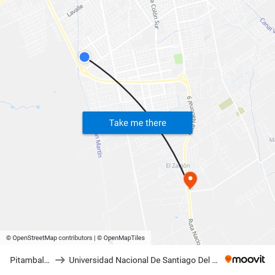 Pitambala, 3440 to Universidad Nacional De Santiago Del Estero Sede El Zanjon map