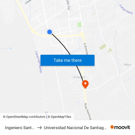 Ingeniero Santa María, 5099 to Universidad Nacional De Santiago Del Estero Sede El Zanjon map