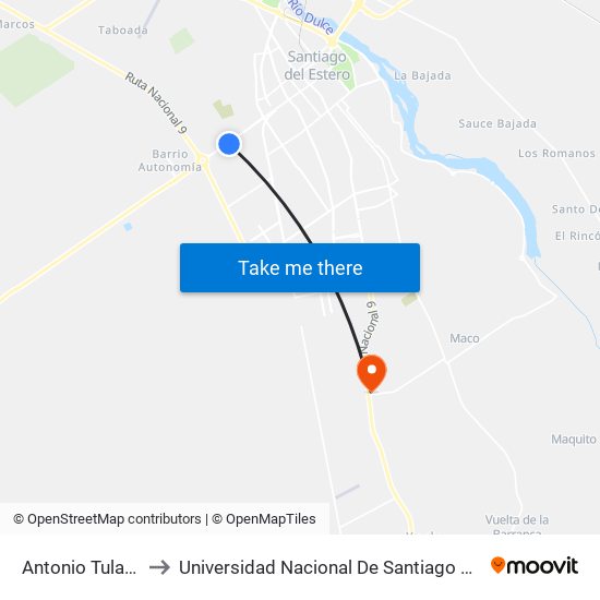 Antonio Tula Tolosa, 42 to Universidad Nacional De Santiago Del Estero Sede El Zanjon map