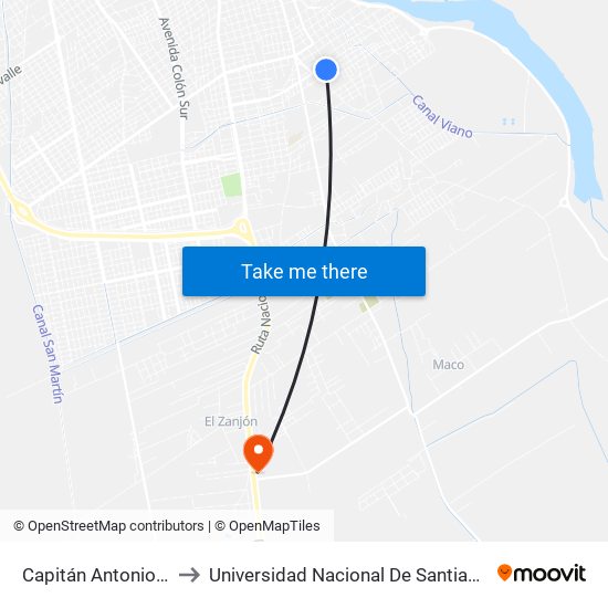 Capitán Antonio Taboada, 3214 to Universidad Nacional De Santiago Del Estero Sede El Zanjon map